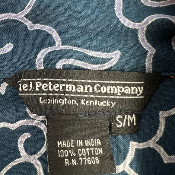 J Peterman Company Imperial Dragon Kimono Dress Faux Wrap Cotton Blue Print S/M - Picture 5 of 13